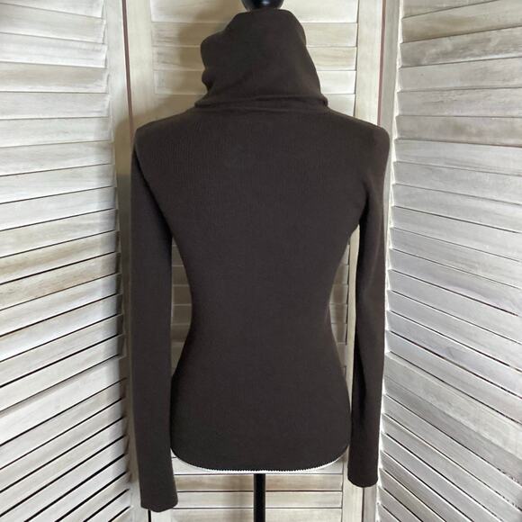 Celine Phoebe Philo Era Brown Cashmere Ribbed Turtleneck Sweater L - Picture 4 of 9